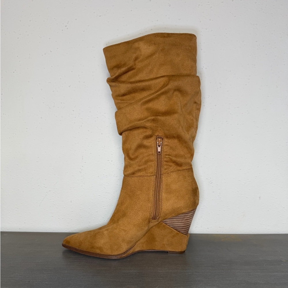 Jessica Simpson Helveta 2 Tan Boots Size 8M US 6UK 38EU Tall Knee High Stretch - Picture 3 of 9